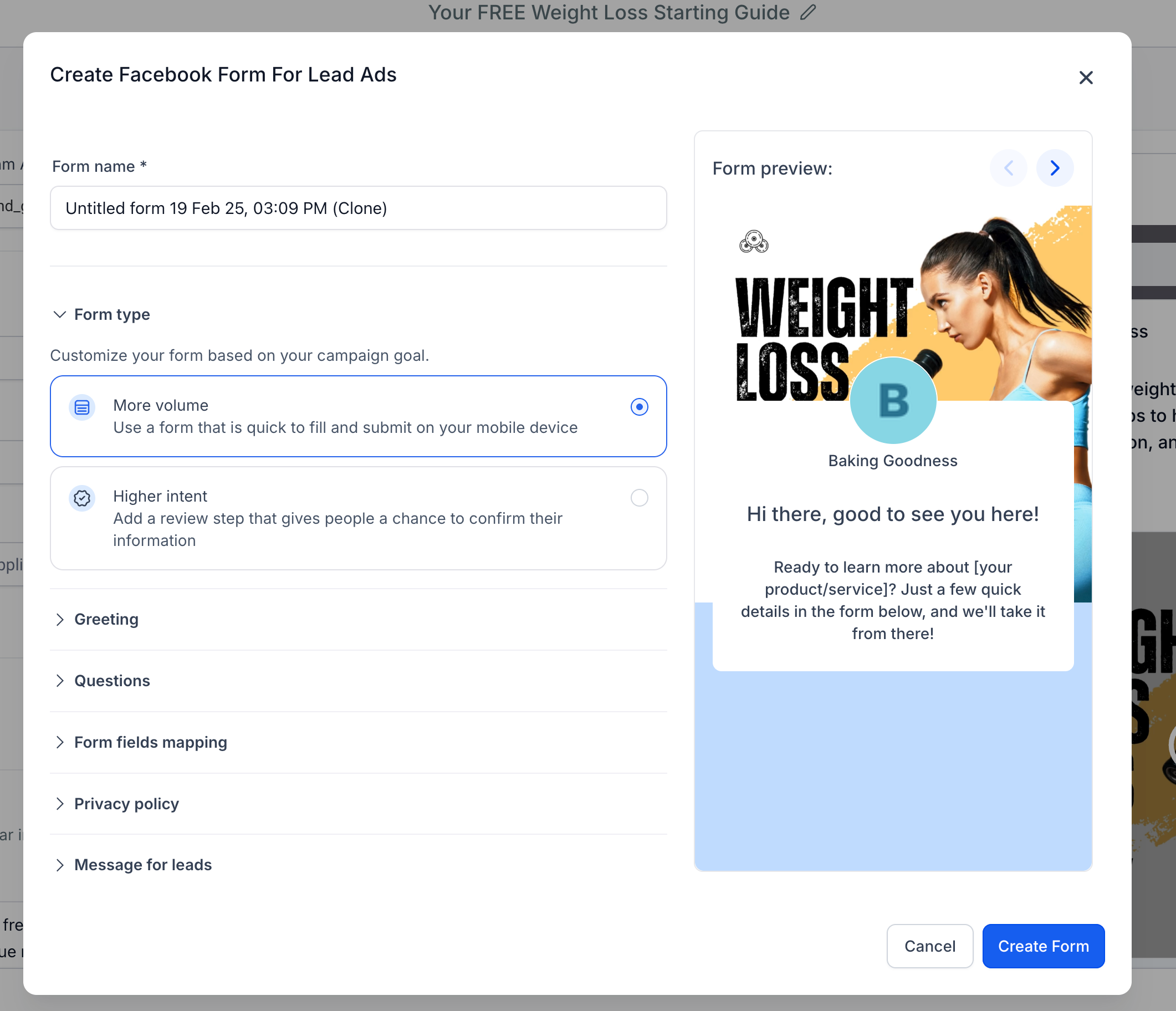 Duplicarea unui formular Facebook Lead Form