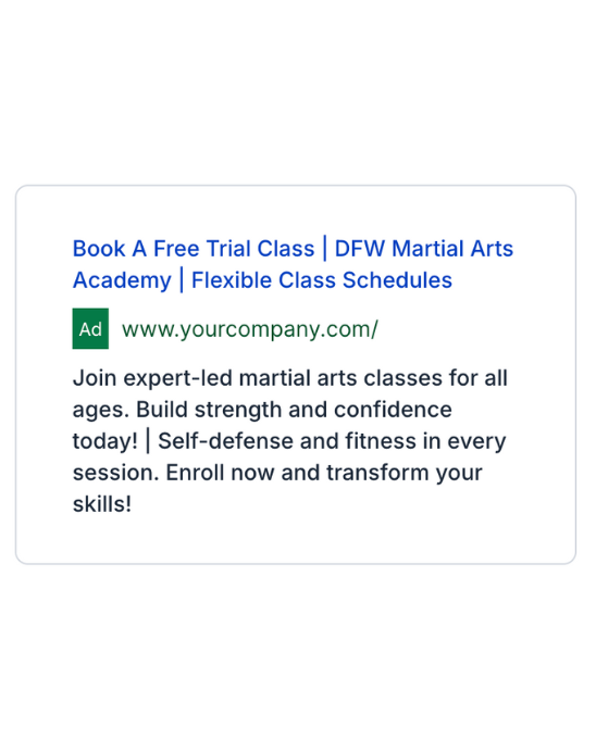 Martial Arts - Google Ad