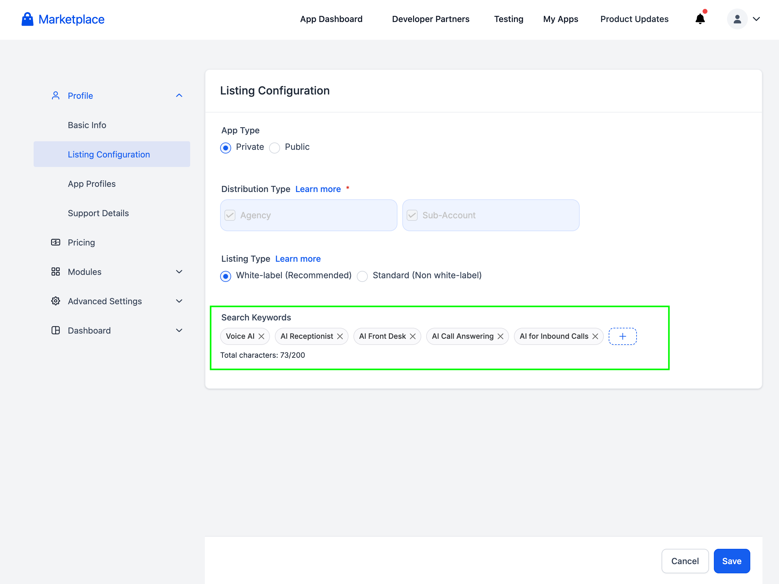 Marketplace | Enhanced app discoverability through developers' search keywords 1 Search keywords feature illustration