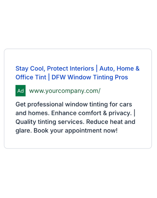 Window Tinting - Google Ad
