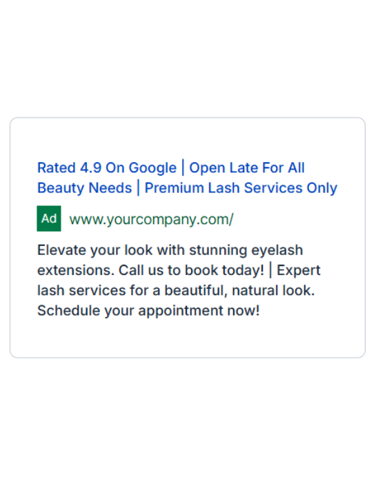 Eye Lash Salon - Google Ad