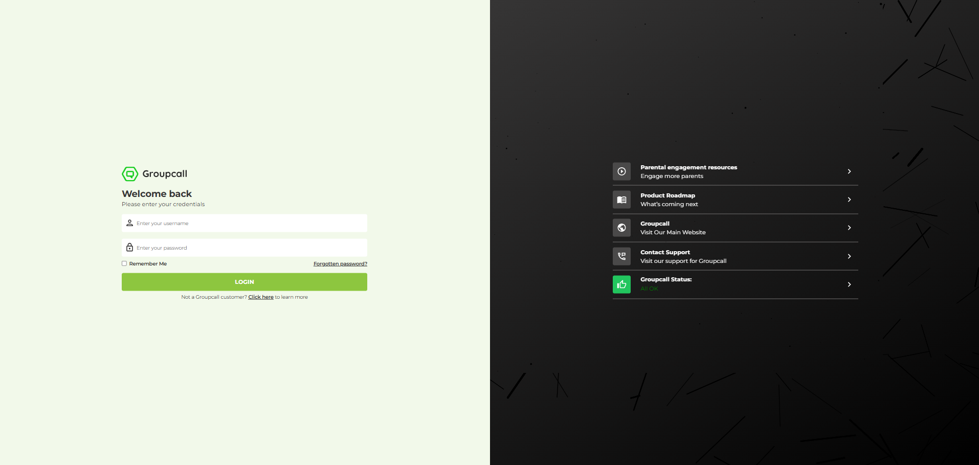 Groupcall Login Page