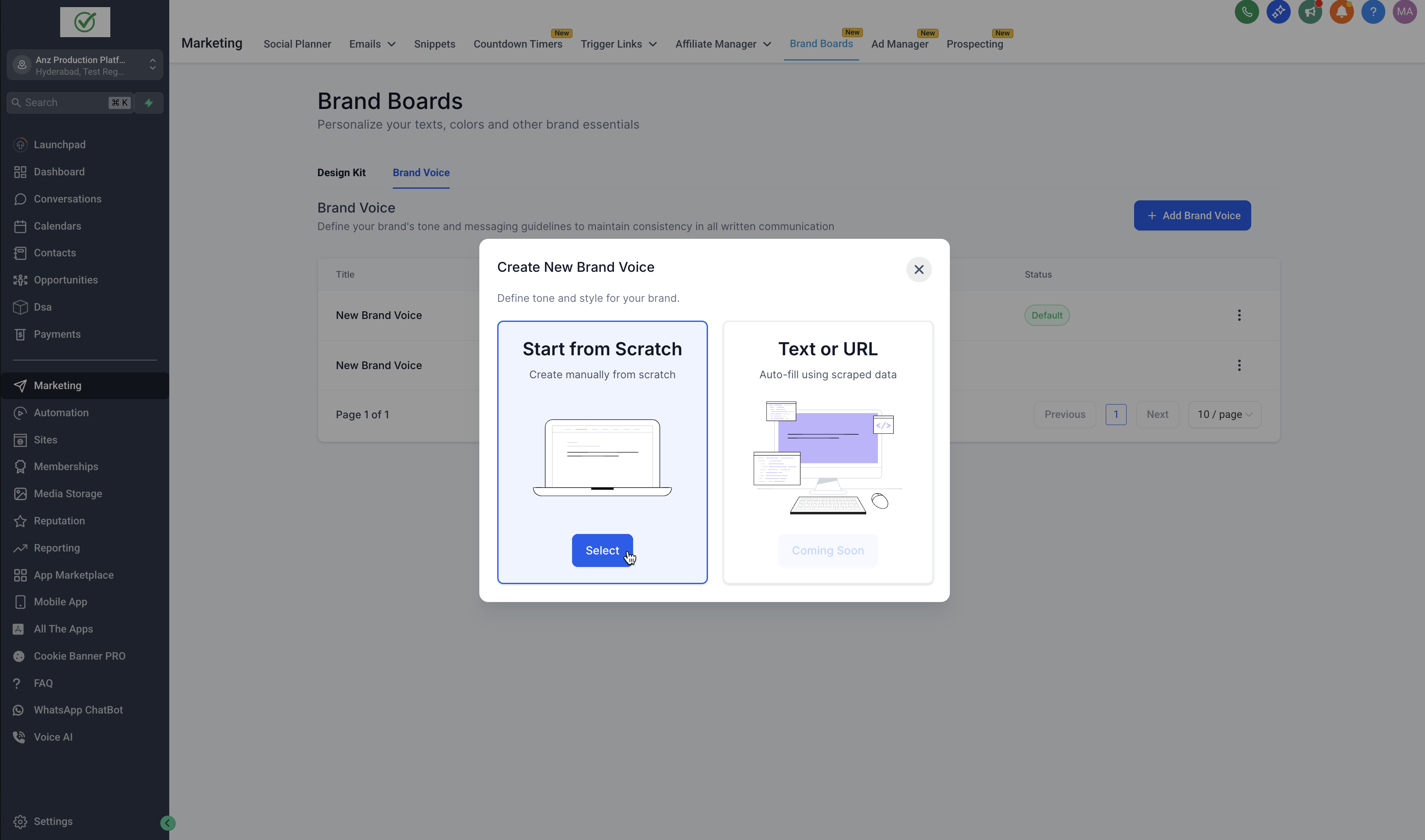 Create New Brand Voice